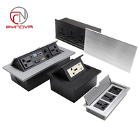 Prise pop-up intégrée standard américaine prises de table multimédia avec LAN VGA Tele Audio pour bureau de conférence US Power