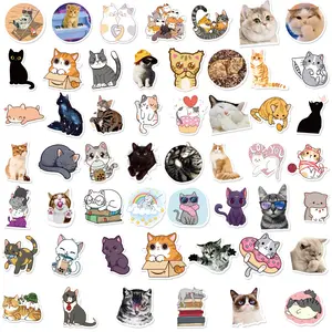 Fashion Cartoon Cat Sticker Cute Kitten Emoticon Sticker Stationery Notebook Water Cup Waterproof Decoration Graffiti Sticker