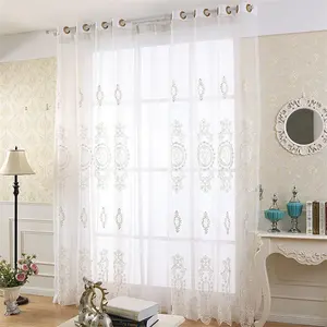 Best Seller Ready-Made High-Quality Luxury Milk Silk Embroidery Sheer Curtain, Living Room Bedroom Decoration Plain Sheer