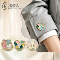 FB002 Ide Fashion Kancing Hias Berlian Imitasi Enamel Penutup Kancing DIY Penjepit Kemeja untuk Menutupi Kancing yang Sudah Ada sebagai Hiasan Blus