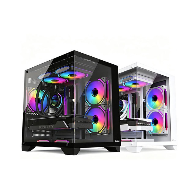 Ark Super Panoramic Glass Aluminum Alloy Mid Tower Gaming PC Chassis Dual Glass Panel Black White M-ATX/Mini-ITX USB ESATA IEEE