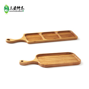 Bamboo and wood pizza <b>tray</b> with handle, Western restaurant bamboo pizza board, dessert and bread <b>storage</b> <b>tray</b> wholesale. - Product Image 3