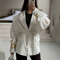 Manteau Oversize Ceinturé en Tissu de Luxe avec Nœud à la Taille, Style Chic et Haut de Gamme, Plusieurs Couleurs Disponibles, Vêtements Femme