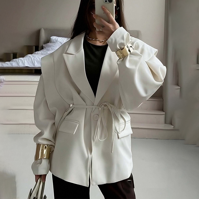 Wholesale Belted Oversized Coat Jacket Luxury Fabric Chic Waist Tie Design High End Vibe Multi Color Option Women Clothing MOQ 1