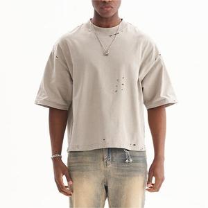 Custom Clothing Manufacturers Vintage <b>Men's</b> T-<b>shirts</b> Drop Shoulder Distressed Tshirt Boxy Cropped t <b>Shirt</b> Heavy Oversize Tee - Product Image 1