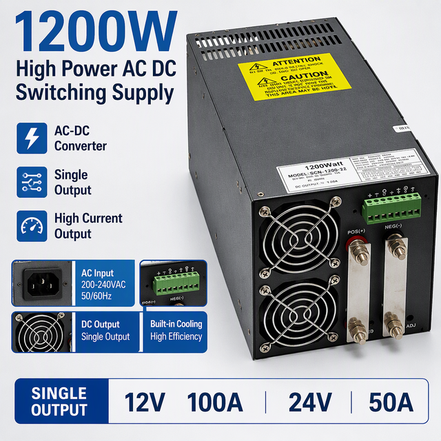 1200W High Power AC DC Switching Supply 12V 100A 24V 50A 48V SMPS Parallel Function Industrial Electronic Equipment