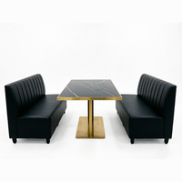 Conjunto de Asientos para Bar o Discoteca, Tapizados en Cuero PU, con Mesa de Comedor de Mármol, para Proyectos de Bares, Lounges y Pubs