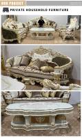 Vente Directe Usine Meubles de Salon Européens Antiques Ensemble de Canapé en Bois Massif 100% Sculpté à la Main Style Royal Classique