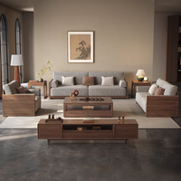 Canapé modulable en bois massif de noyer de haute qualité, style luxe léger, combinaison 1+2+3, pour salon de maison ou appartement