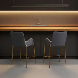 Ensemble de 2 tabourets de bar avec accoudoirs en tissu velours, pieds dorés, meubles de bar modernes et contemporains, hauteur de comptoir de 28,75 pouces - Product Image 2