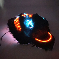Masque d'ours noir lumineux à LED Masque de fête de mascarade néon lumineux Fournitures de cosplay pour adultes et enfants Accessoire de déguisement d'Halloween