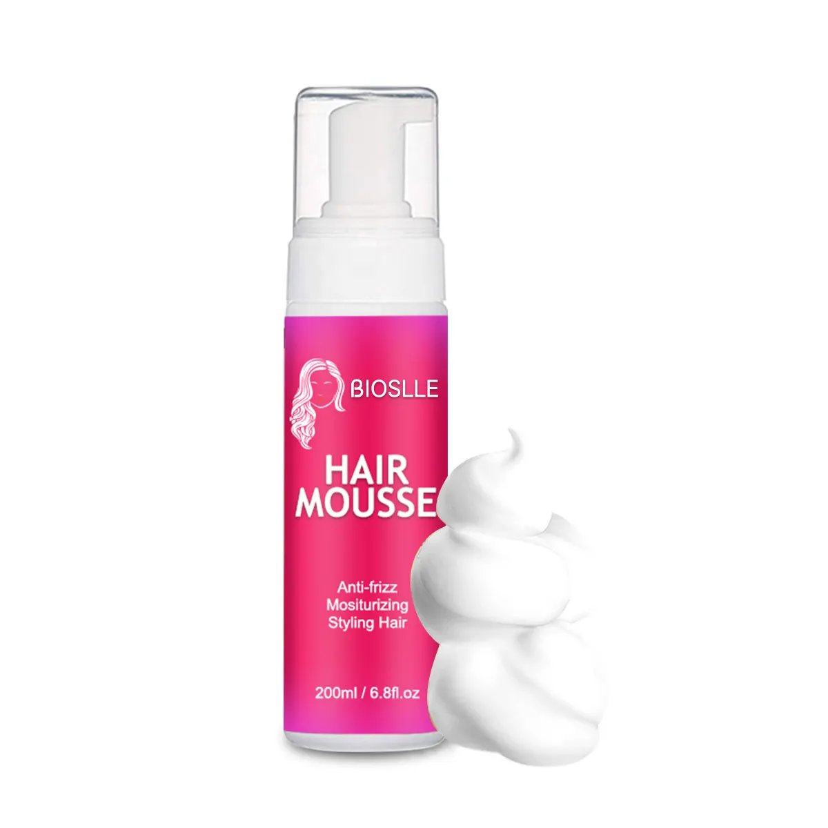 BIOSLLE Private Label Custom Haar Locken Mousse für Zöpfe Extra Hold Styling Haars chaum