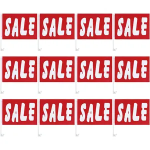 Sale Window Clip on Flag 12 x 16 Inch Red Advertising Sign Single Sided Car Flags for Car Auto Dealers Vehicle Cars Accessories