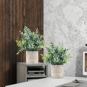 Bonsái pequeño nórdico en maceta Artificial Mini planta interior de plástico planta Artificial eucalipto decoración de plantas verdes para estantes - Product Image 2
