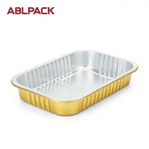 ABL PACK Fábrica al por mayor Custom Gold Square Bandeja para hornear Bandejas de papel de aluminio desechables Platos y sartenes para hornear