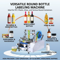Étiqueteuse semi-automatique pour bouteilles rondes, adaptée à divers produits cylindriques, application flexible avec étiquetage de haute précision