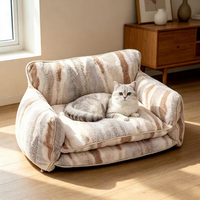 Cama de Felpa para Mascotas Furrivo, Sofá Cuadrado para Perros, Lavable, para Todas las Estaciones, con Relleno de Poliéster a Rayas, para Razas Pequeñas, Medianas y Grandes, OEM ODM