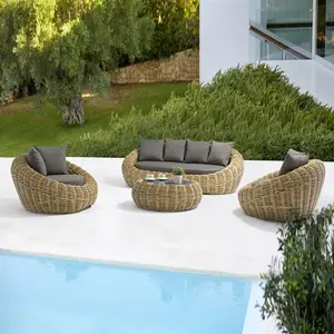 Yeni Modern tasarım tüm hava reçine PE Rattan veranda bahçe havuz başı avlu koltuk takımı açık oturma