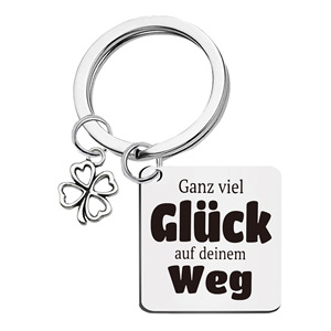 Llavero de acero inoxidable con grabado láser cuadrado, diseño de bendición alemana, ideal como regalo pequeño para el Día de San Valentín. - Product Image 4