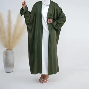 Wholesale 2024 Fashion Wholesale Factory High Quality Islamic Clothing Muslim Satin Kimono Cardigan Abaya Women Muslim Dress