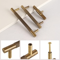 Poignées de meuble CHENLANG de luxe en laiton massif moleté, poignées de tiroir en laiton antique, poignée en T pour armoire