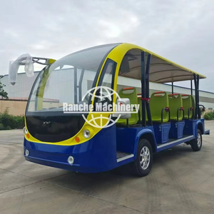 Autobús turístico eléctrico de varios asientos de color azul y amarillo clásico de nuevo diseño con certificación CE, motor y puertas - Product Image 1