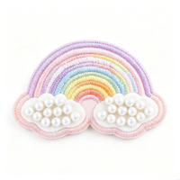 Patch brodé nuage de perles arc-en-ciel scintillant, applique arc-en-ciel pastel pour veste, chapeau, sac à dos, vêtements de fée mignons pour enfants, DIY