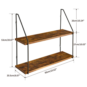 <span class=keywords><strong>Étagère</strong></span>s murales de style élégant à 2 étages, <span class=keywords><strong>bois</strong></span> et <span class=keywords><strong>métal</strong></span>, pour <span class=keywords><strong>étagère</strong></span>s de rangement dans la cuisine, le salon, la salle de bain - Product Image 4