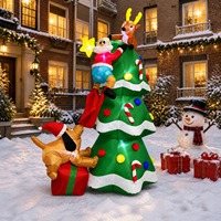 Décoration de Noël gonflable : Chiot mordant un personne âgée, accessoire d'ambiance pour jardin extérieur