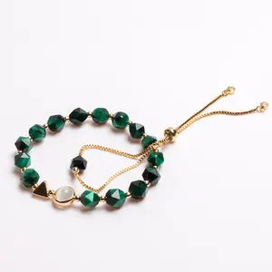 Hot Sell Luxury Ring Boho Gold Plated Green Red Gemstone Triangle Star Coin Knot Natural Stone Bracelet For Women Girls