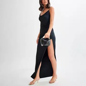 Vestito aderente da donna vestito da donna <span class=keywords><strong>con</strong></span> bretelle ritagliate <span class=keywords><strong>con</strong></span> bretelle tinta unita <span class=keywords><strong>con</strong></span> lato alto Modulare Casual senza schienale lungo abito aderente - Product Image 2