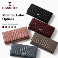 Dompet Kulit Merek Hassion Dompet Wanita Kulit Asli Desain Panjang Dompet Wanita Kapasitas Besar Dompet Mewah Desainer Wanita
