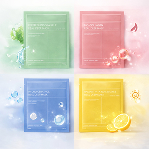 Masque facial en hydrogel Bio Collagen Real Deep Mask pour la nuit, resserre les pores, raffermit la peau, hydrate, soin coréen, 4 feuilles - Product Image 1