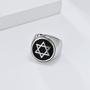 Anillo de estrella de seis puntas de acero de titanio para hombre, joyería de dedo índice con estrella de David en oro, negro y plata, regalo para hombres - Product Image 4