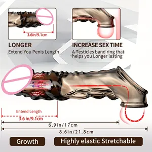 Neu: Kristallspitzen-Penis-Sleeve mit Vibration – Verlängernd und Verdickend für Männer - Product Image 5