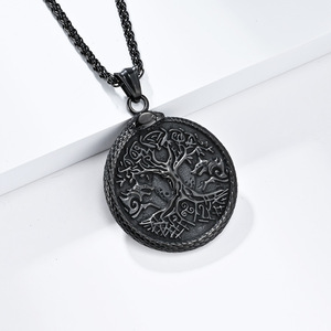 Collier pendentif Arbre du Monde Viking Nordique Vintage pour Homme, Chaîne en Acier Inoxydable, Bijou Cadeau, Design Géométrique Végétal - Product Image 4