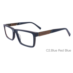 Lunettes <span class=keywords><strong>de</strong></span> <span class=keywords><strong>vue</strong></span> rectangulaires pour hommes, montures <span class=keywords><strong>en</strong></span> acétate tendance, verres polis avec branches <span class=keywords><strong>en</strong></span> <span class=keywords><strong>bois</strong></span>, charnière à ressort réparable - Product Image 3