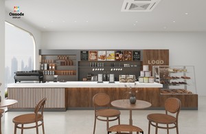 Chiosco Caffè Moderno Personalizzato Bancone <span class=keywords><strong>Bar</strong></span> per Caffetteria con Illuminazione a LED per Design di Interni di Caffè e Panetterie - Product Image 5
