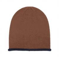 Bonnet élégant bicolore à revers – Chapeau d'hiver en tricot marron, 15 % laine mélangée, bonnet ajusté unisexe, accessoire de voyage décontracté et streetwear