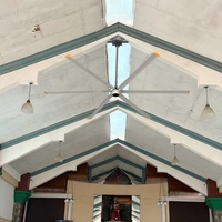 Ventilateur de plafond industriel HVLS de 14 pieds avec moteur BLDC, roulement et engrenage, faible bruit, pales en alliage d'aluminium pour restaurants