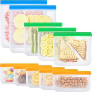 Sacs de congélation réutilisables en PET de qualité alimentaire pour sandwichs, compatibles lave-vaisselle, étanches, personnalisables pour mariner les viandes, repas de voyage, modernes - Product Image 1
