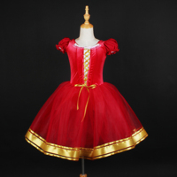Costumes de tutu de ballet pour filles en velours bleu à manches bouffantes, ensembles de jupes en tulle bleu clair à lacets, robes de danse classique pour enfants pour spectacle sur scène
