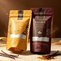 Sachet d'emballage alimentaire personnalisé avec fenêtre transparente et fermeture éclair, idéal pour le sucre, les épices, le café en poudre et les ingrédients de pâtisserie