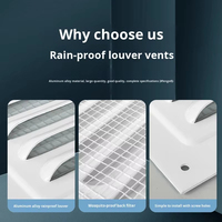 Rejilla de Ventilación y Protección Contra la Lluvia para Pared Exterior, Cuadrada, Moderna, de Aleación de Aluminio, con Malla Antimosquitos