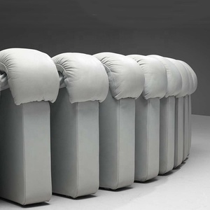 Hiện đại cong sofa Set đồ nội thất phòng khách hiện đại màu hồng xám đen Modular chỗ ngồi kết hợp rắn sofa Top hạt da sofa - Product Image 5