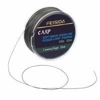 Ligne de pêche à la carpe tressée souple camouflage 35LB haute résistance, ligne de liaison invisible pour la pêche à la carpe européenne