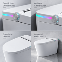 WC intelligent avec lumière d'ambiance colorée, couvercle à ouverture automatique, capteur de pied, chasse d'eau automatique, siège chauffant, séchoir à air chaud et fermeture automatique par capteur