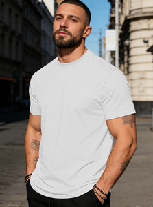 Camiseta de Manga Corta para <span class=keywords><strong>Hombre</strong></span>, Verano 2026, Nueva, Color Sólido, Cuello Redondo, 100% Algodón, 200 g/m², Tejido de Punto, Informal, Deportiva - Product Image 6