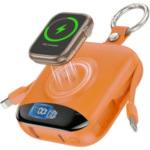 Chargeur portable compact 10000mAh avec câbles intégrés, charge rapide 22.5W, sortie USB-C pour iOS et Android, power bank - Product Image 1