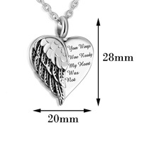 Collar de Cremación con Colgante de Ala de Ángel y Corazón al por Mayor, Collar para Cenizas Humanas, Colgante de Urna, Joyería de Cremación